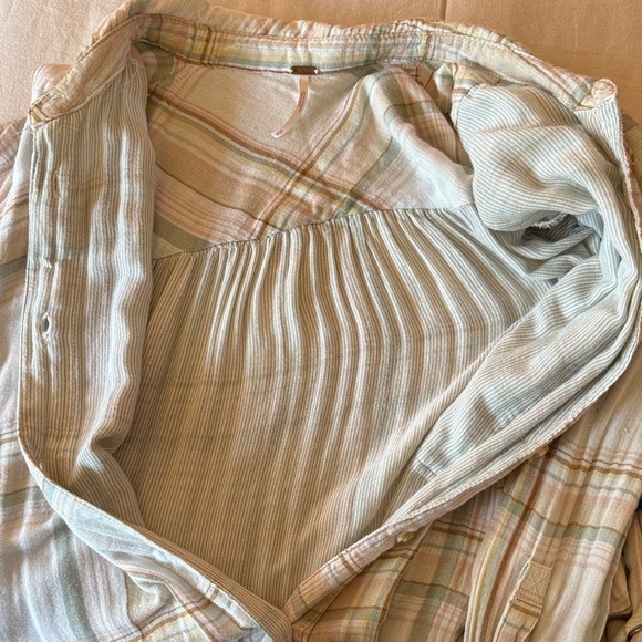 Free People Nordic Plaid Pastel Striped Button Down Shirt - Picture 10 of 14
